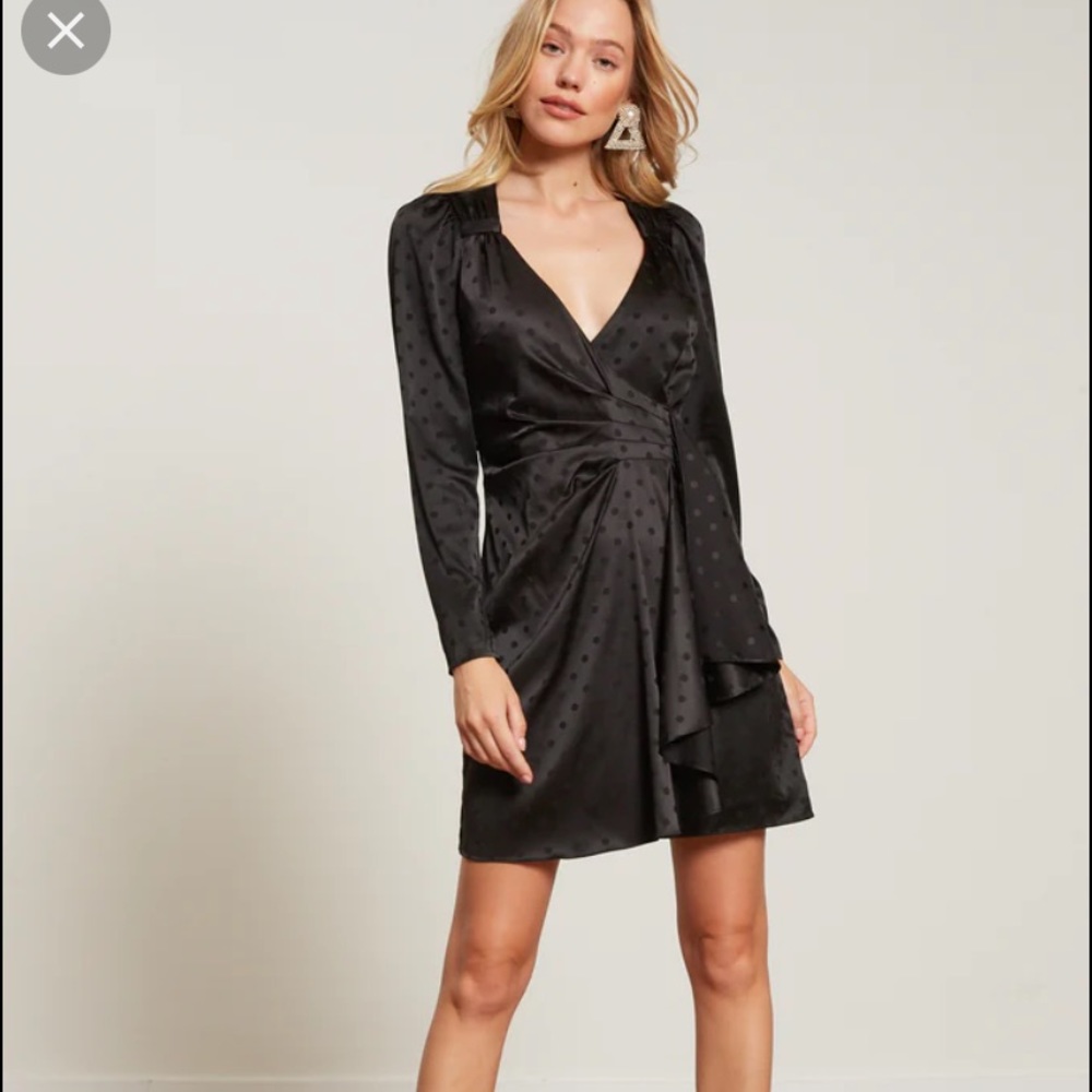 Lucy in Paris: L never worn black silk polka dot dress, v-neck, zipper back